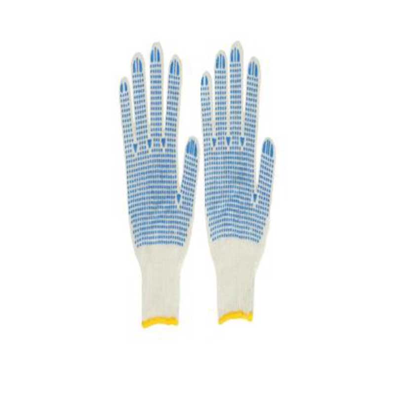WHITE COTTON GLOVES ONE SIDE PVC DOTS